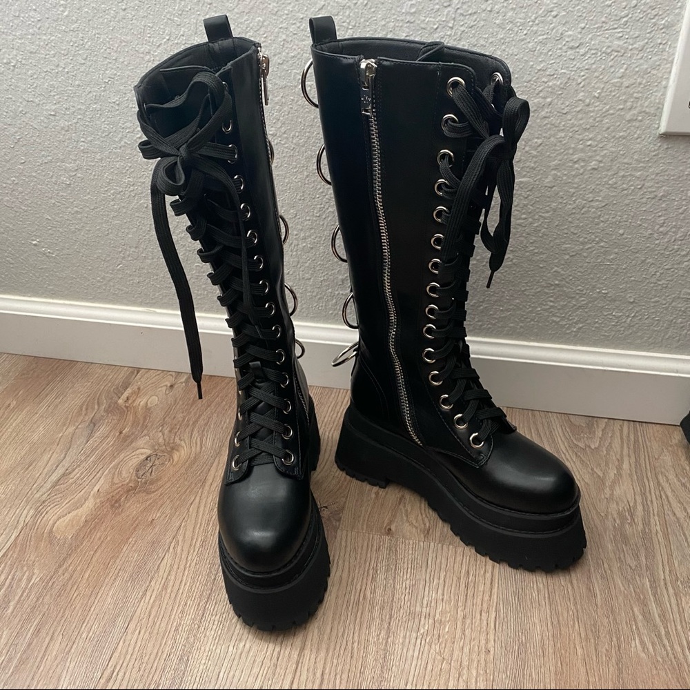 Dolls kill knee high platform boots